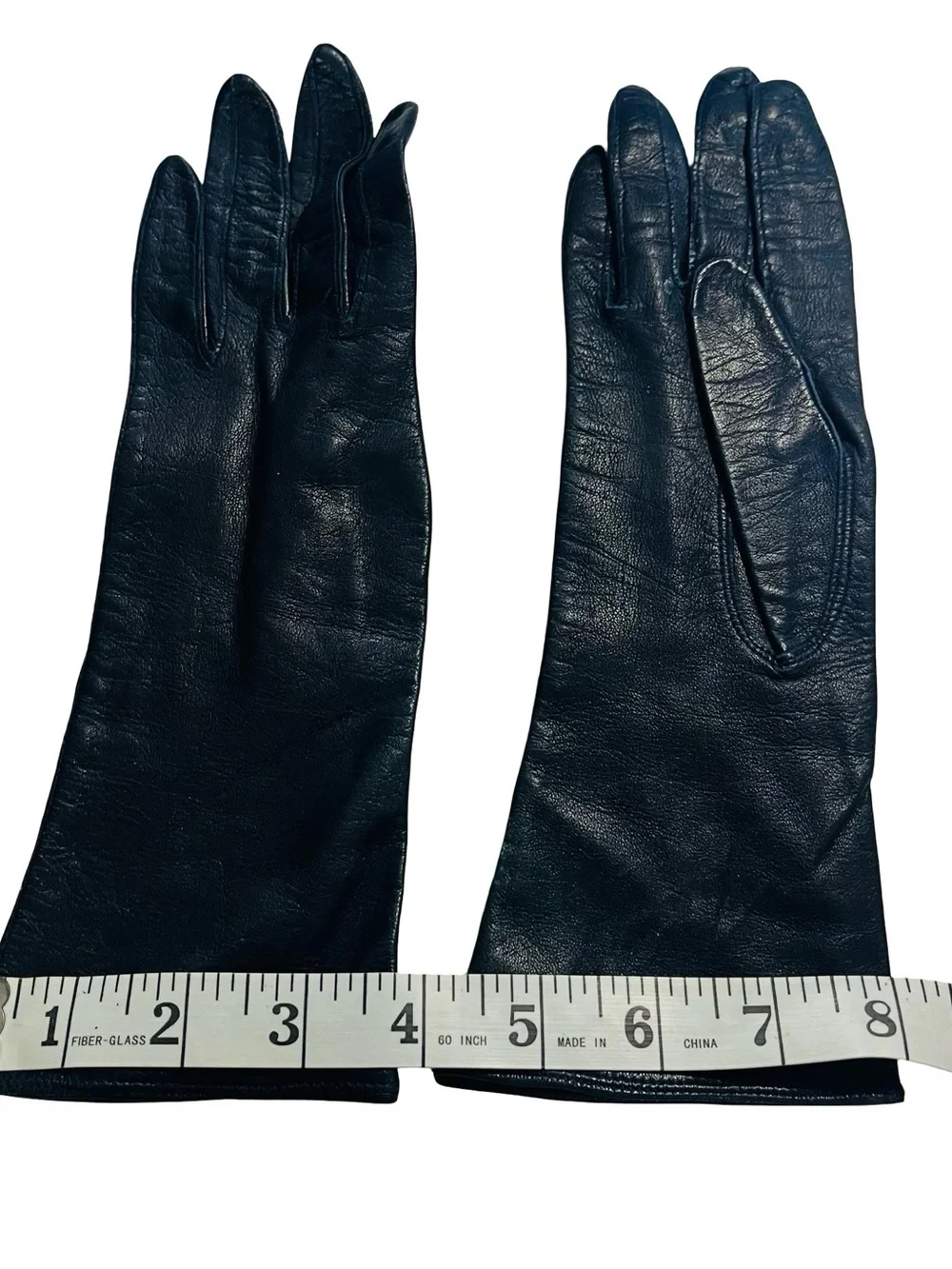 Vtg Rikes Women Leather Gloves Blue 100% Silk Lined Made in Italy Wrist Sz 6.5